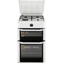 Beko BDVG697WP 60cm Double Oven Gas Cooker in White with Glass Lid